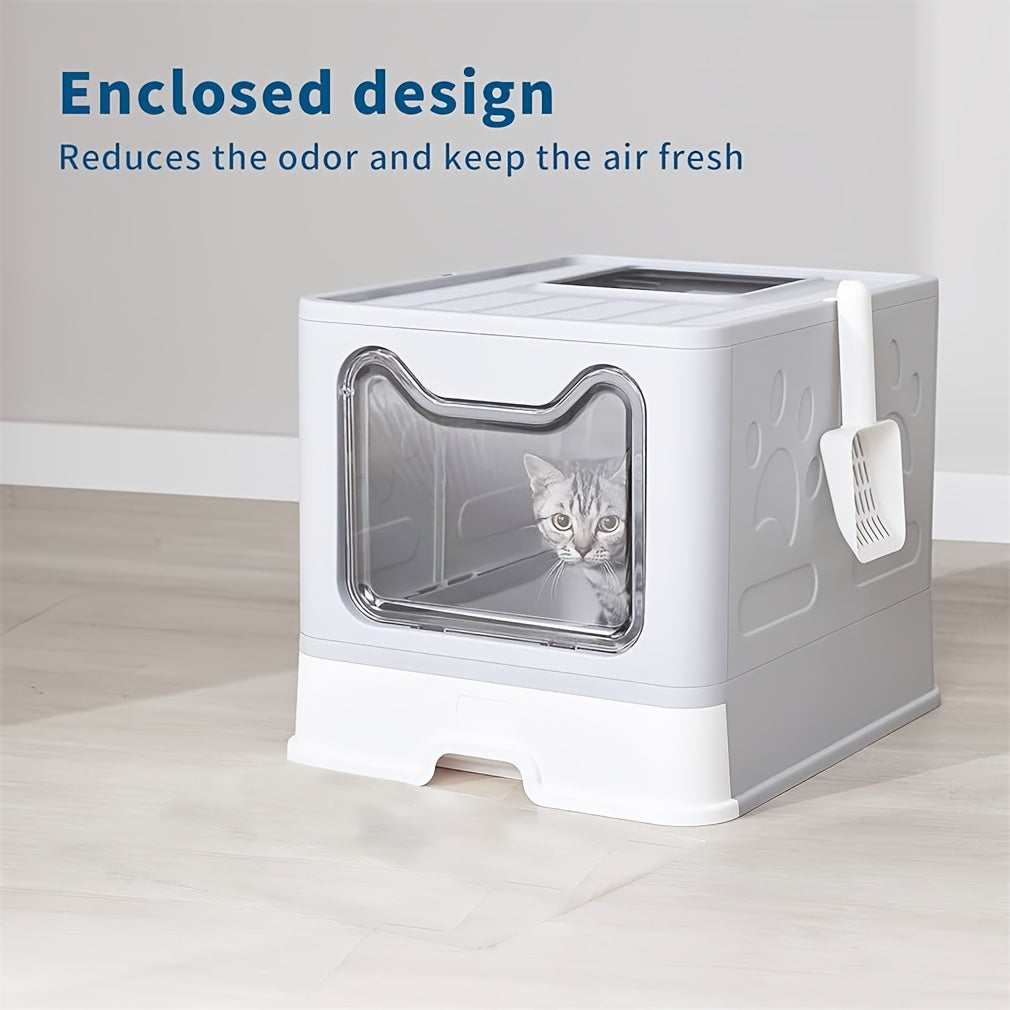 Odor-Control Cat Litter Box with Tray & Scoop