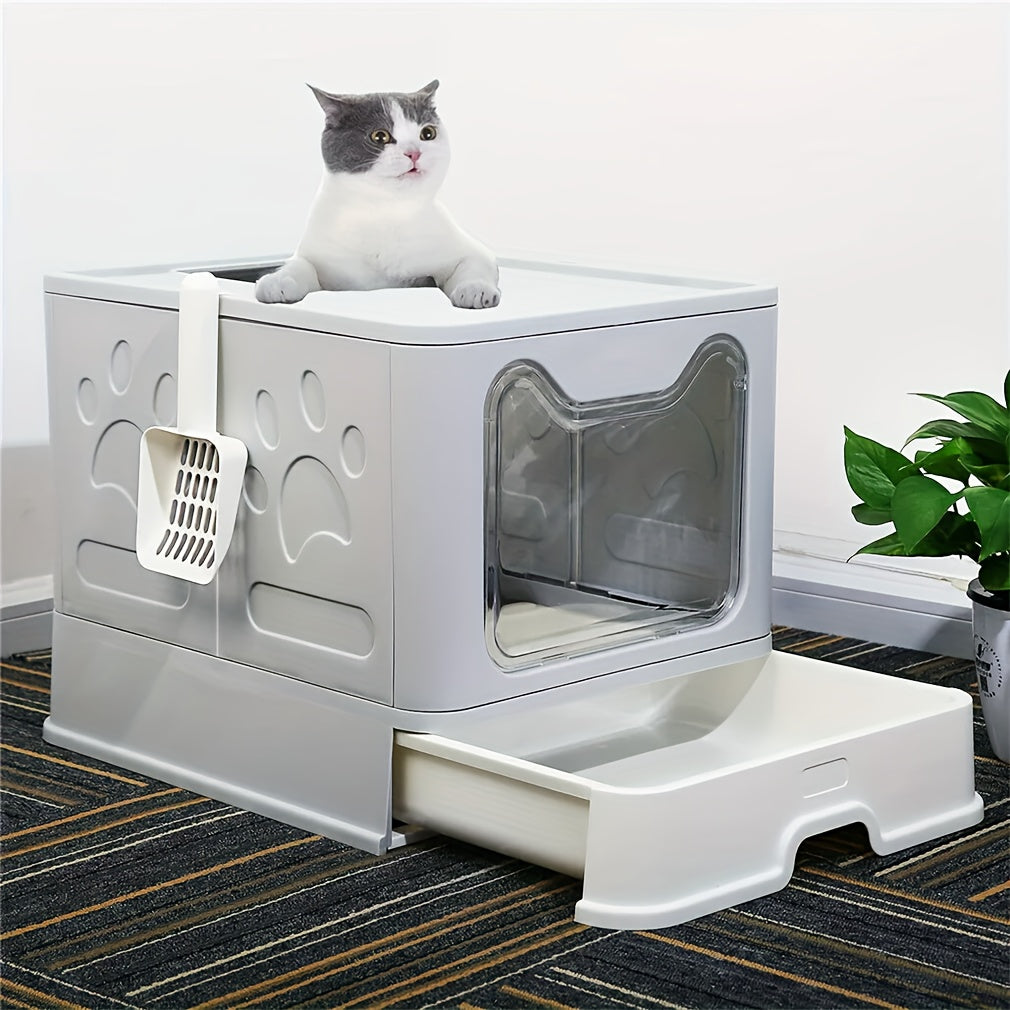 Odor-Control Cat Litter Box with Tray & Scoop