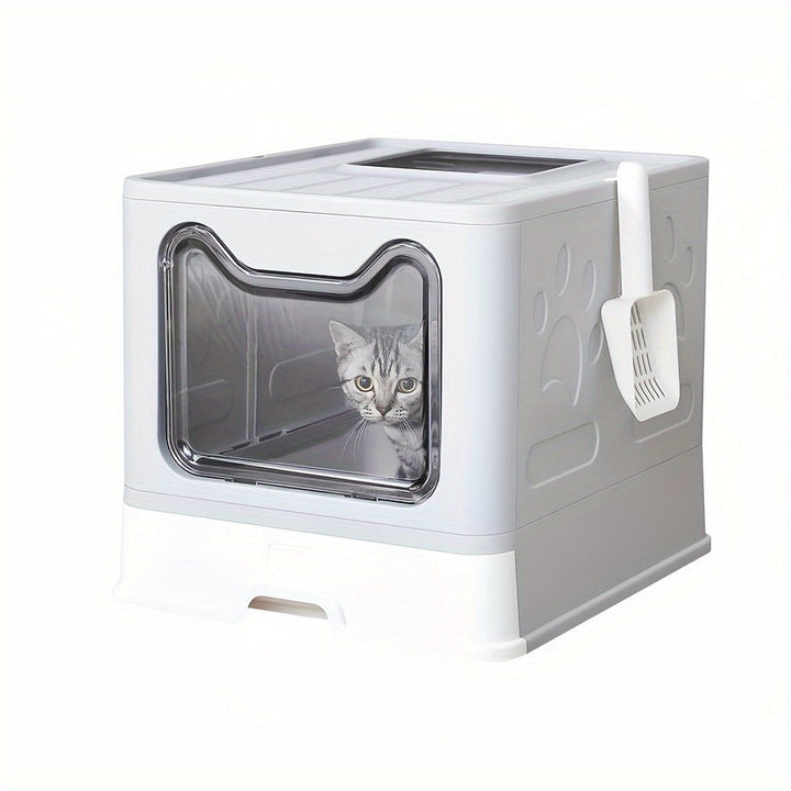 Odor-Control Cat Litter Box with Tray & Scoop